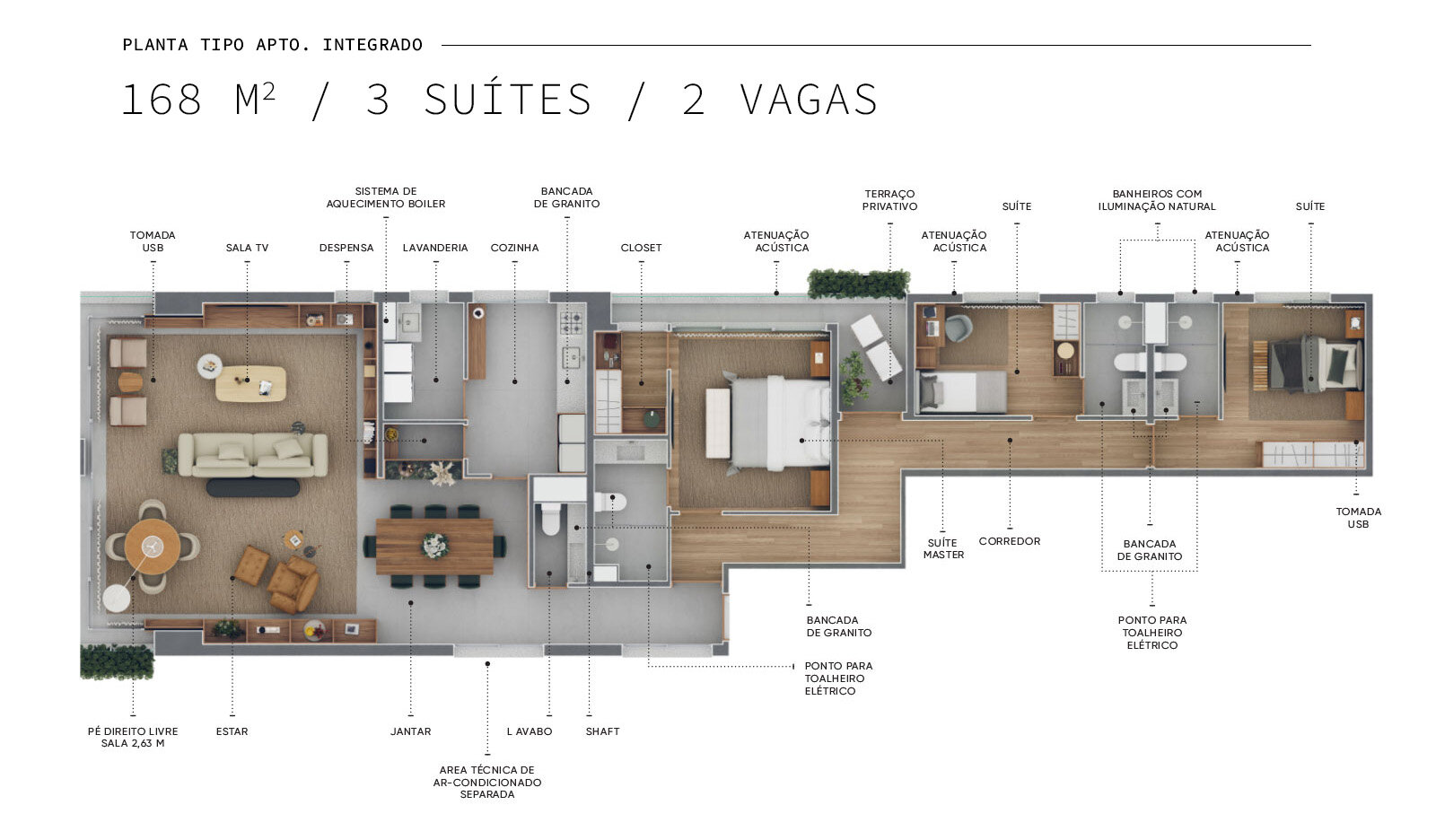 168m² — 3 suítes