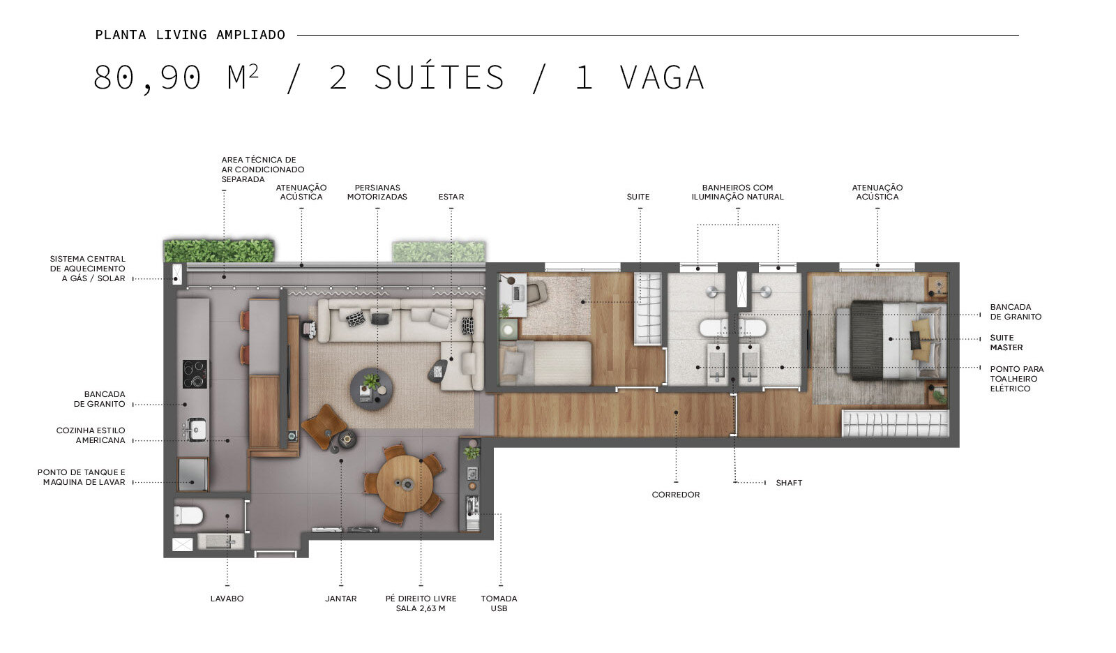 80,9m² — Living ampliado