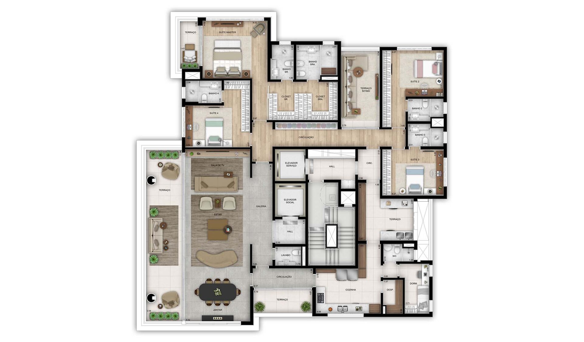 Planta padrão — 355m²